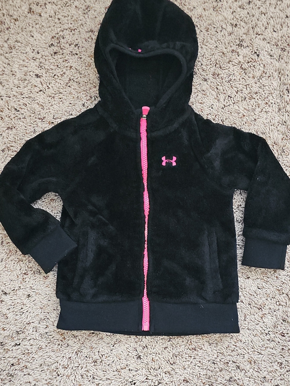 Under Armour Kids Black Hoodie with Pink Trim